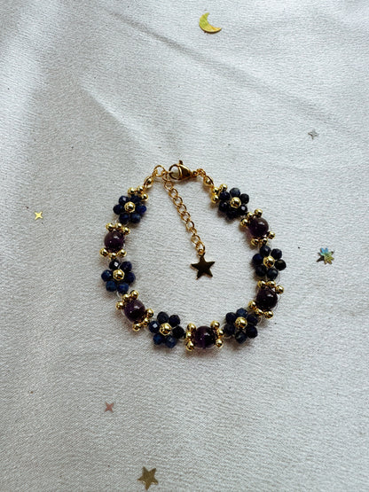 Gemstone Beaded Flower Bracelet