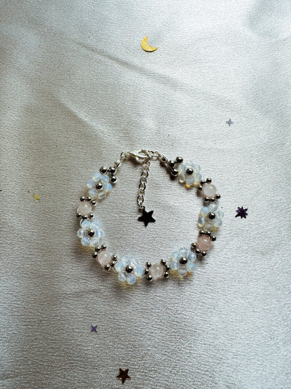 Gemstone Beaded Flower Bracelet