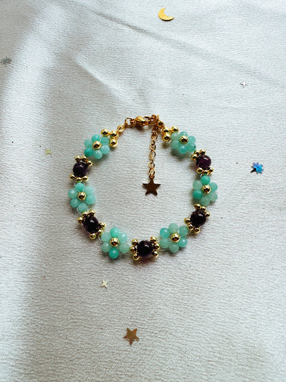 Gemstone Beaded Flower Bracelet