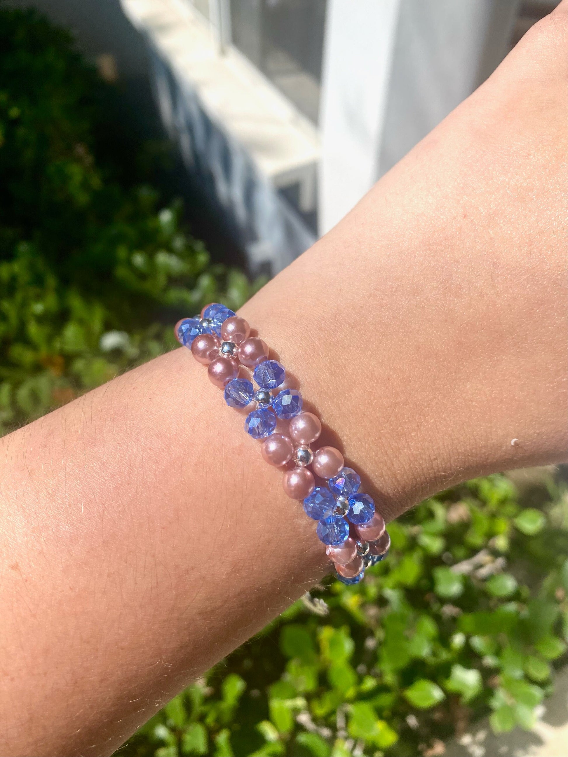 Cute Chunky Blue and Purple Pearl Beaded Bracelet | Bracelet | Mothers Day Gift | Birthday Gift | Bridesmaid Gift | Jewelry |Beaded Bracelet