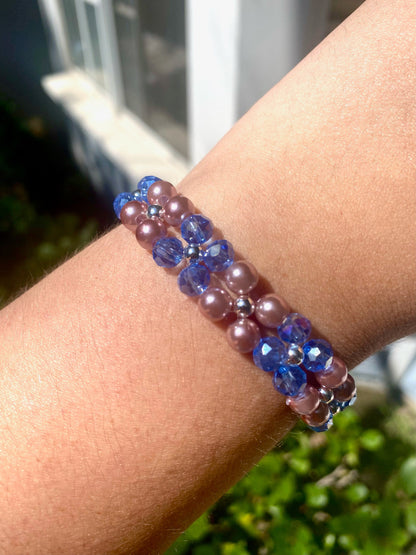 Cute Chunky Blue and Purple Pearl Beaded Bracelet | Bracelet | Mothers Day Gift | Birthday Gift | Bridesmaid Gift | Jewelry |Beaded Bracelet