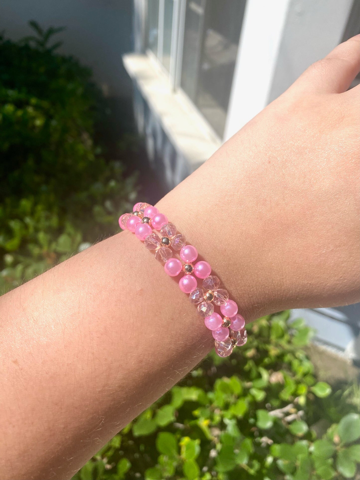 Cute Chunky Pink Crystal Pearl Beaded Bracelet | Bracelet | Mothers Day Gift | Birthday Gift | Bridesmaid Gift | Jewelry |Beaded Bracelet