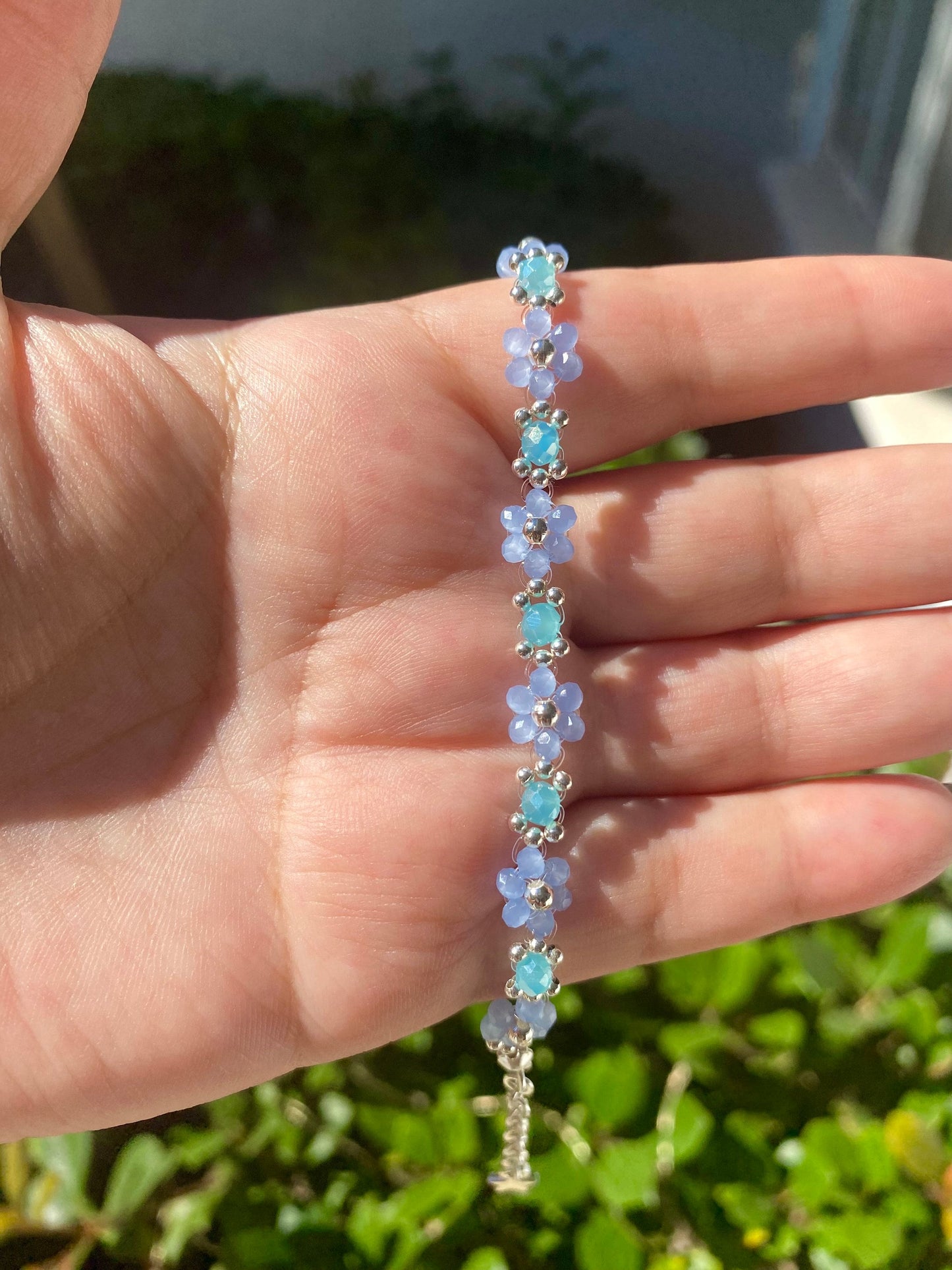 1989 inspired Cute Dainty Pastel Blue Crystal Daisy Flower Beaded Bracelet | Cute Bracelet | Mothers Day Gift |Birthday Gift|Bridesmaid Gift