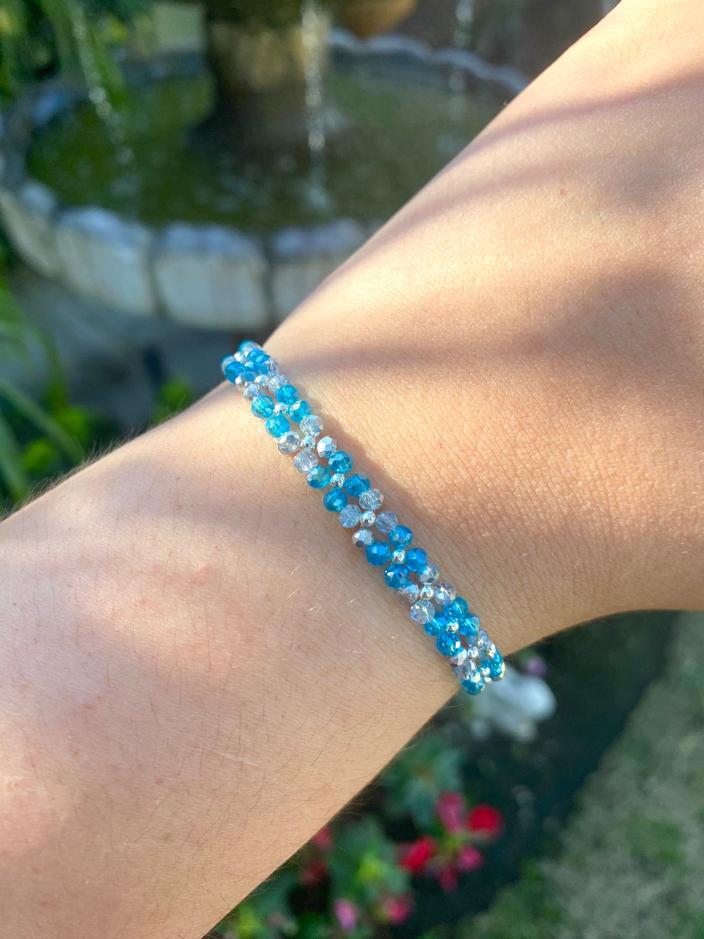 Dainty Tiny Blue and Silver Beaded Bracelet | Cute Bracelet | Mothers Day Gift | Birthday Gift | Bridesmaid Gift | Jewelry