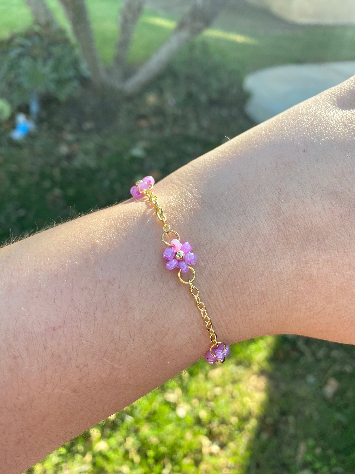 Cute Dainty Pastel Purple Daisy Flower Bracelet | Cute Bracelet | Mothers Day Gift |Birthday Gift|Bridesmaid Gift