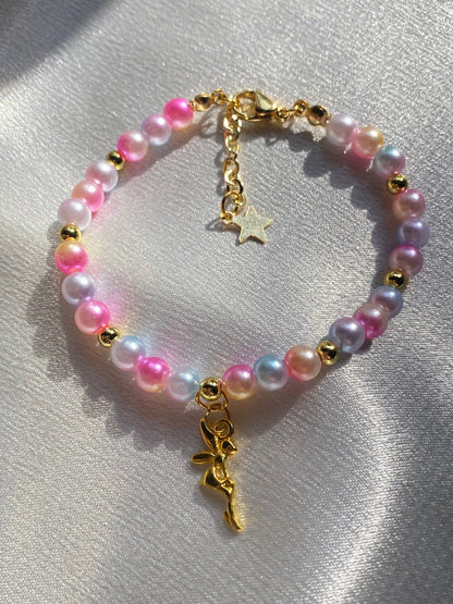 Cute Faerie Charm Bracelet with Colorful Faux Pearls Girl Teenager Gift Birthday Fairy Acotar Jewelry Christmas Valentines For Her Handmade