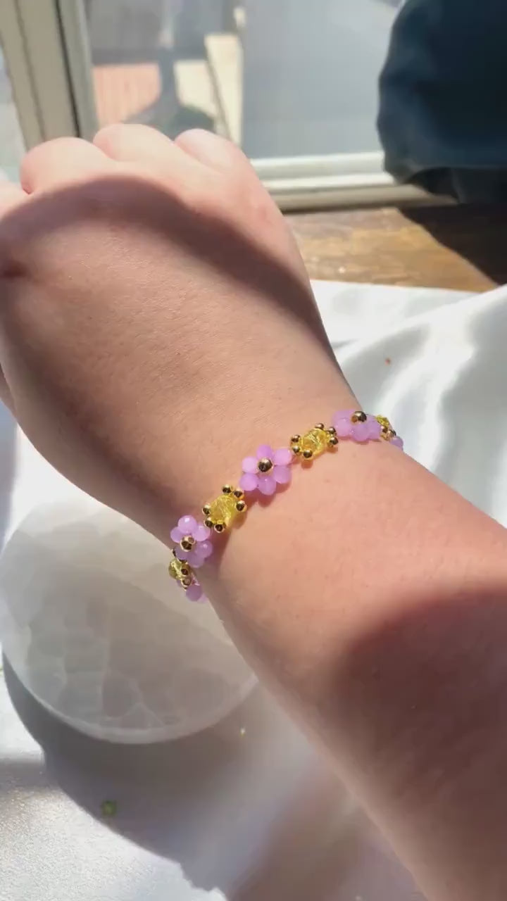 Make Your Own Custom Daisy Flower Beaded Bracelet 18k Gold Filled Bead Personalized Birthday For Her Cute Dainty Handmade Teen Floral Unique