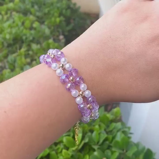 Cute Chunky Purple Pearl Beaded Bracelet | Cute Bracelet | Mothers Day Gift | Birthday Gift | Bridesmaid Gift | Jewelry | Beaded Bracelet