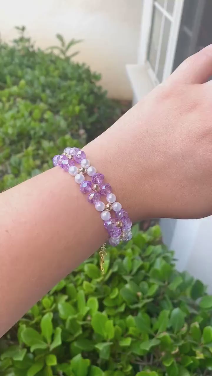 Cute Chunky Purple Pearl Beaded Bracelet | Cute Bracelet | Mothers Day Gift | Birthday Gift | Bridesmaid Gift | Jewelry | Beaded Bracelet