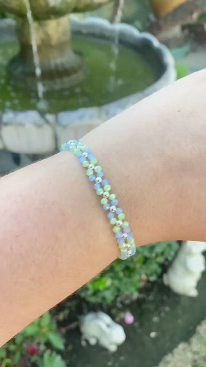 Dainty Tiny Pastel Blue and Green Beaded Bracelet | Cute Bracelet | Mothers Day Gift | Birthday Gift | Bridesmaid Gift | Jewelry