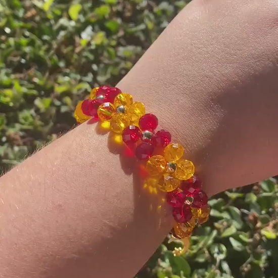 Cute Chunky Red and Gold Yellow Beaded Bracelet | Bracelet | Mothers Day Gift | Birthday Gift | Bridesmaid Gift | Jewelry |Beaded Bracelet