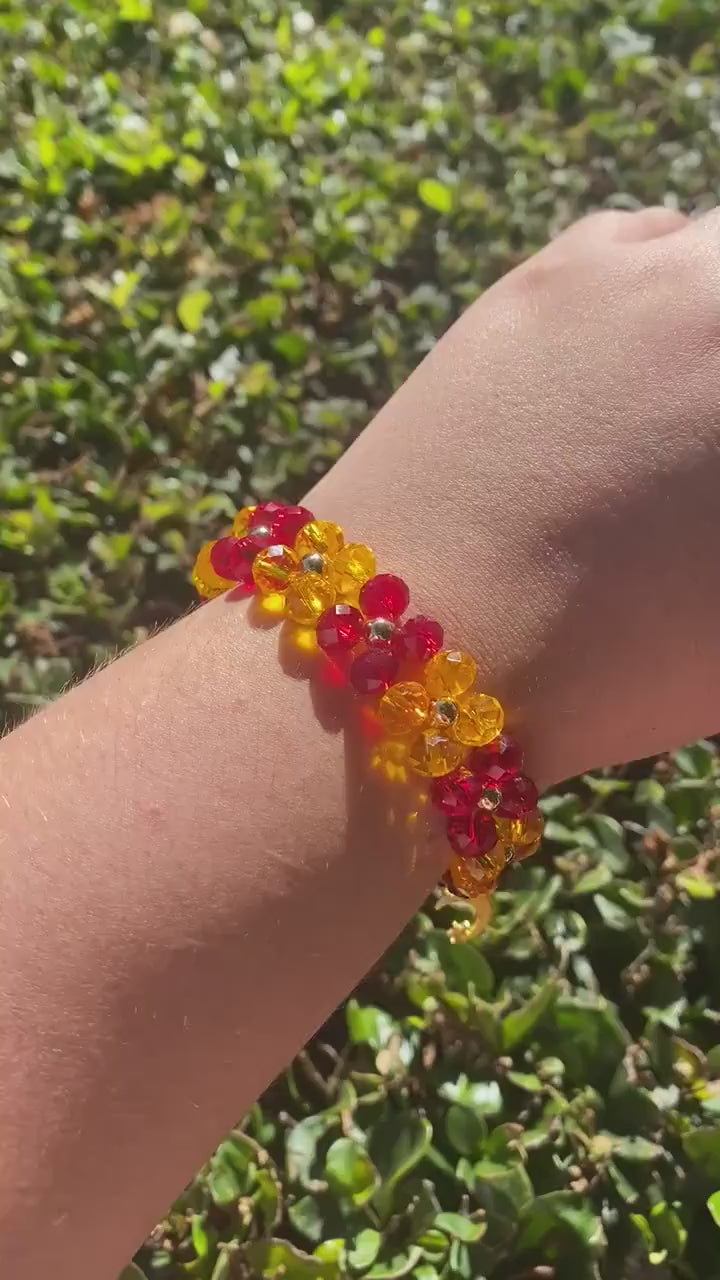 Cute Chunky Red and Gold Yellow Beaded Bracelet | Bracelet | Mothers Day Gift | Birthday Gift | Bridesmaid Gift | Jewelry |Beaded Bracelet