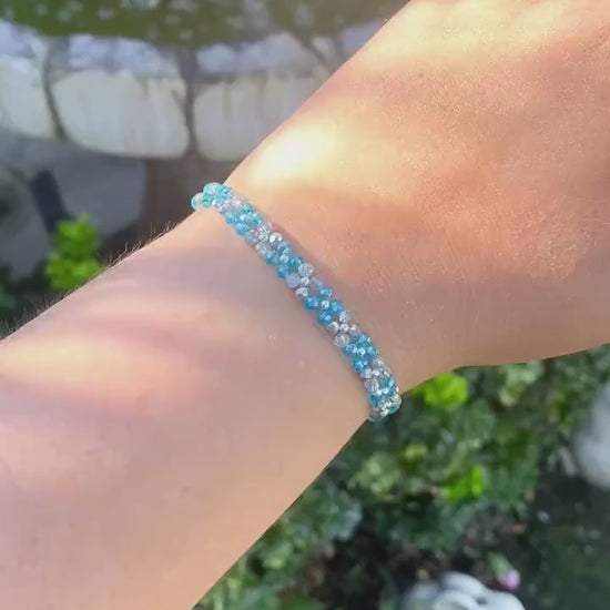 Dainty Tiny Blue and Silver Beaded Bracelet | Cute Bracelet | Mothers Day Gift | Birthday Gift | Bridesmaid Gift | Jewelry