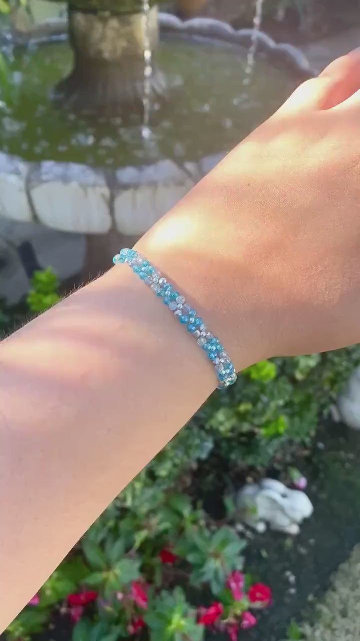 Dainty Tiny Blue and Silver Beaded Bracelet | Cute Bracelet | Mothers Day Gift | Birthday Gift | Bridesmaid Gift | Jewelry