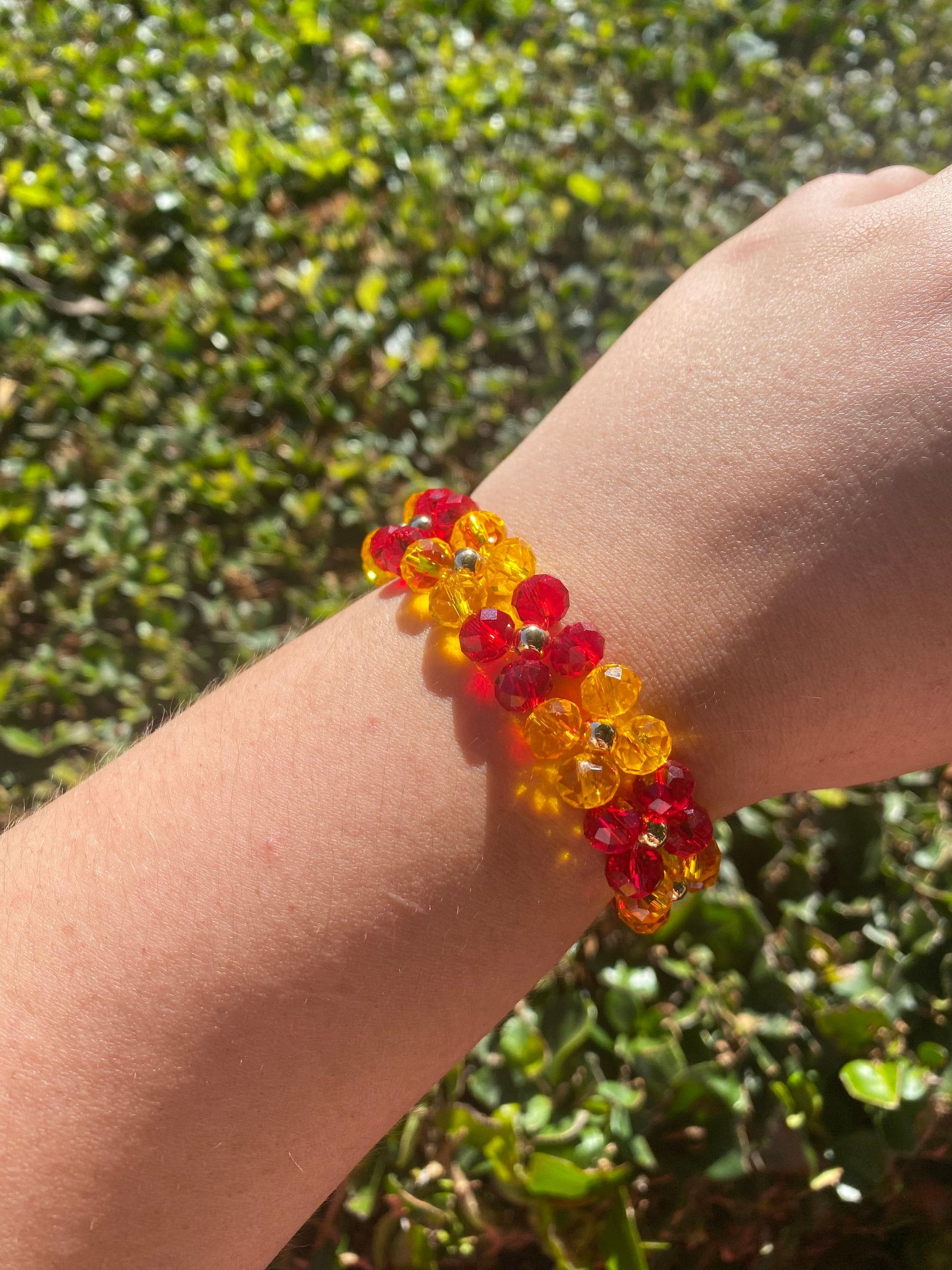 Cute Chunky Red and Gold Yellow Beaded Bracelet | Bracelet | Mothers Day Gift | Birthday Gift | Bridesmaid Gift | Jewelry |Beaded Bracelet