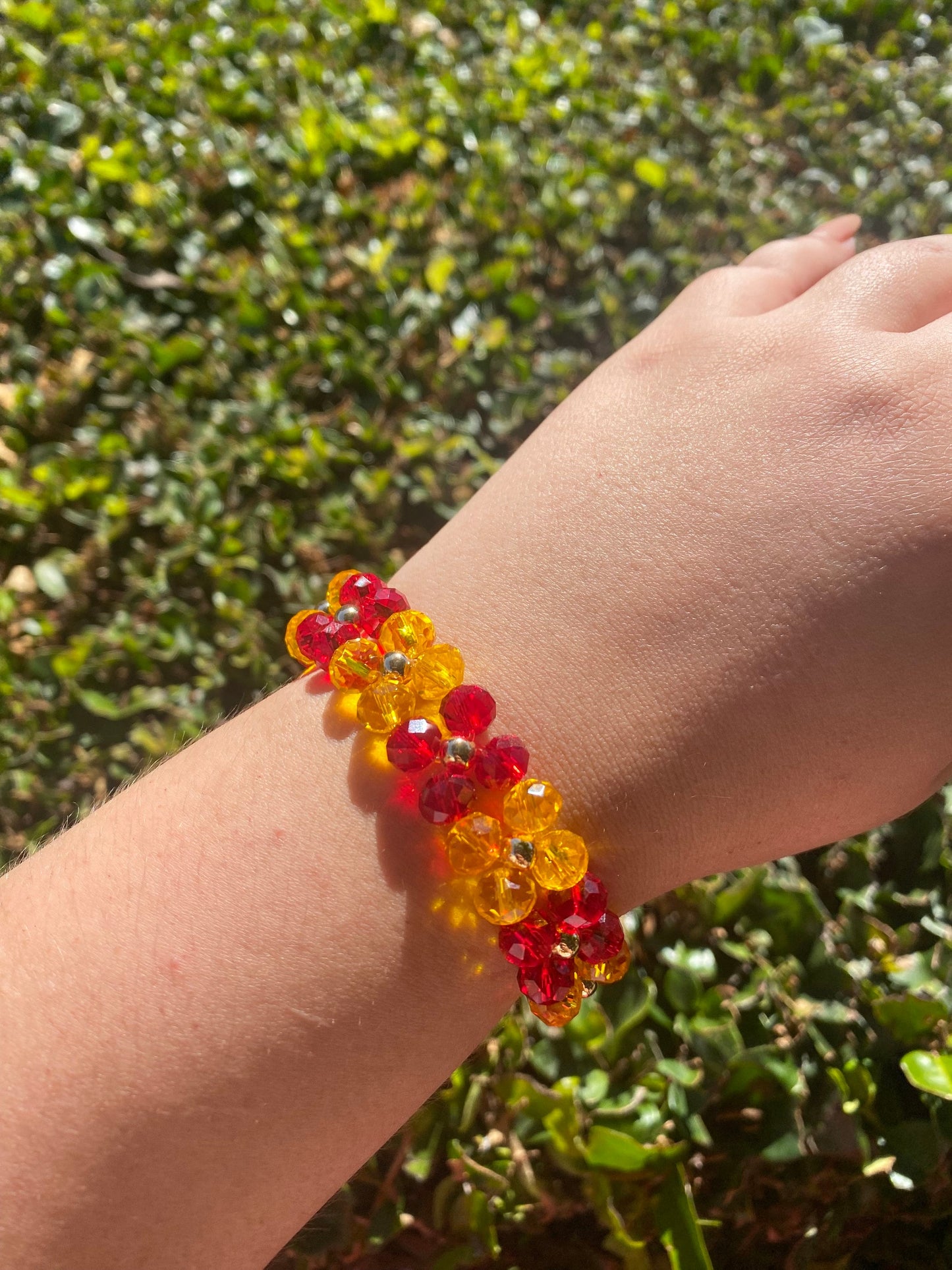 Cute Chunky Red and Gold Yellow Beaded Bracelet | Bracelet | Mothers Day Gift | Birthday Gift | Bridesmaid Gift | Jewelry |Beaded Bracelet