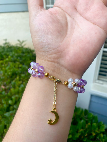 Cute Chunky Purple Pearl Beaded Bracelet | Cute Bracelet | Mothers Day Gift | Birthday Gift | Bridesmaid Gift | Jewelry | Beaded Bracelet