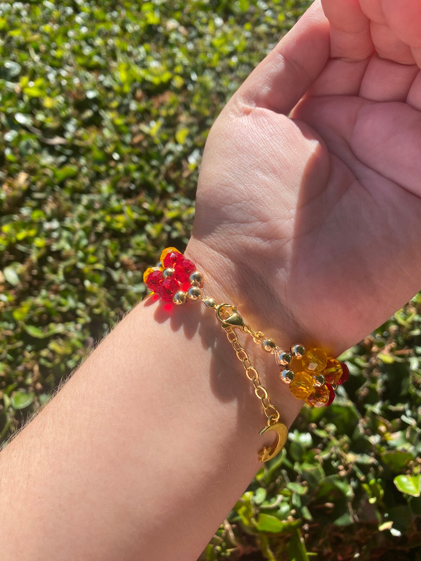 Cute Chunky Red and Gold Yellow Beaded Bracelet | Bracelet | Mothers Day Gift | Birthday Gift | Bridesmaid Gift | Jewelry |Beaded Bracelet