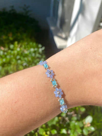 1989 inspired Cute Dainty Pastel Blue Crystal Daisy Flower Beaded Bracelet | Cute Bracelet | Mothers Day Gift |Birthday Gift|Bridesmaid Gift