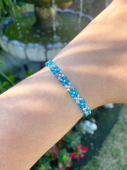 Dainty Tiny Blue and Silver Beaded Bracelet | Cute Bracelet | Mothers Day Gift | Birthday Gift | Bridesmaid Gift | Jewelry