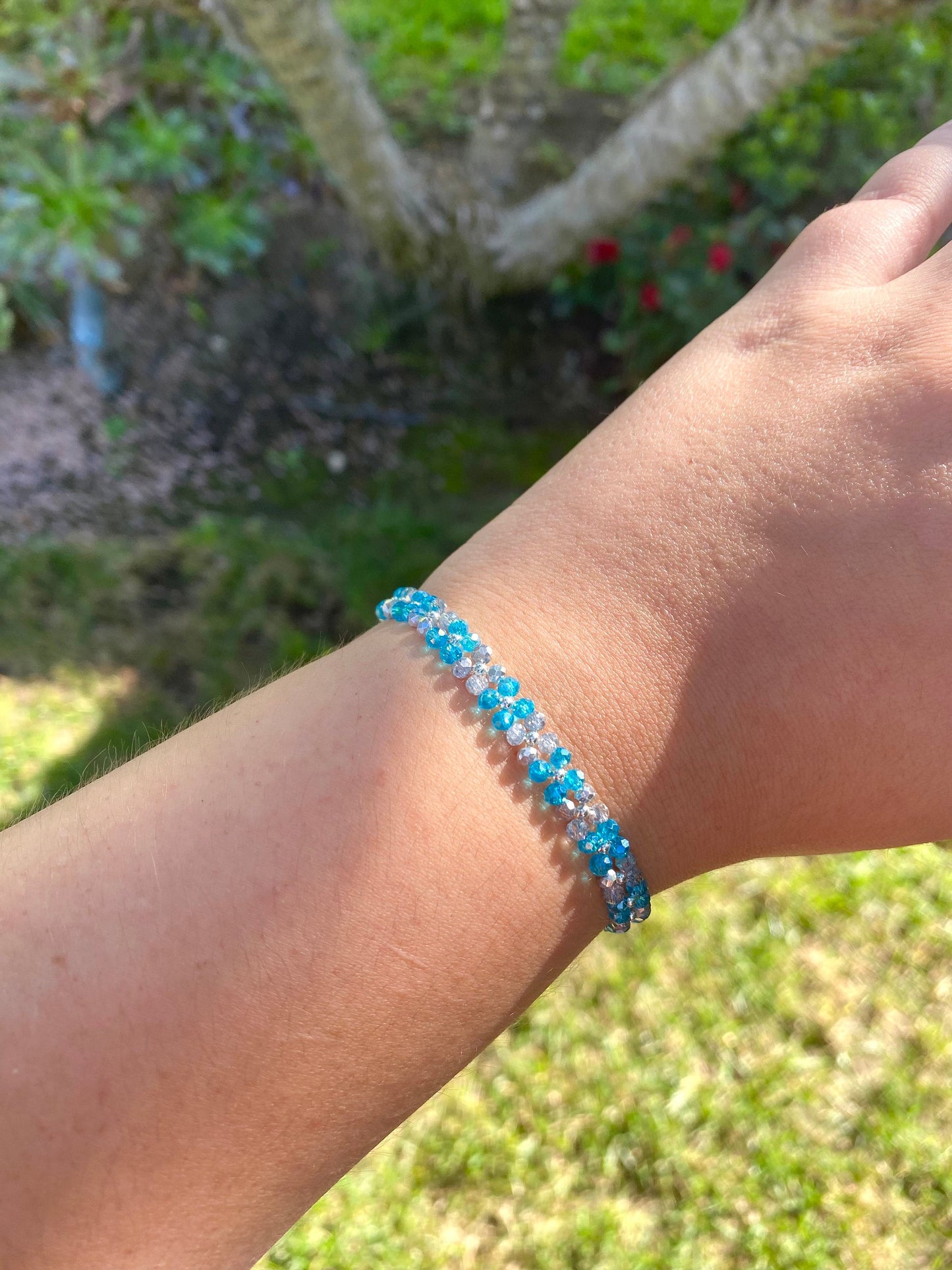 Dainty Tiny Blue and Silver Beaded Bracelet | Cute Bracelet | Mothers Day Gift | Birthday Gift | Bridesmaid Gift | Jewelry