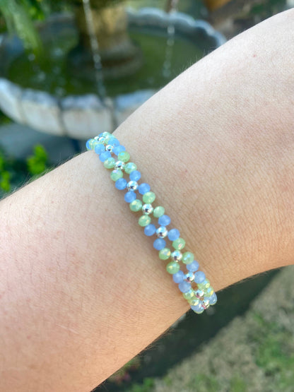 Dainty Tiny Pastel Blue and Green Beaded Bracelet | Cute Bracelet | Mothers Day Gift | Birthday Gift | Bridesmaid Gift | Jewelry