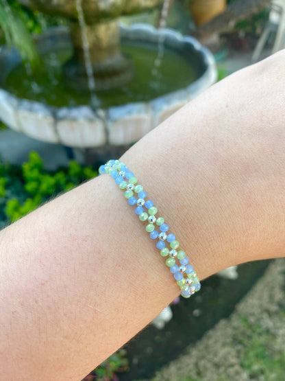 Dainty Tiny Pastel Blue and Green Beaded Bracelet | Cute Bracelet | Mothers Day Gift | Birthday Gift | Bridesmaid Gift | Jewelry