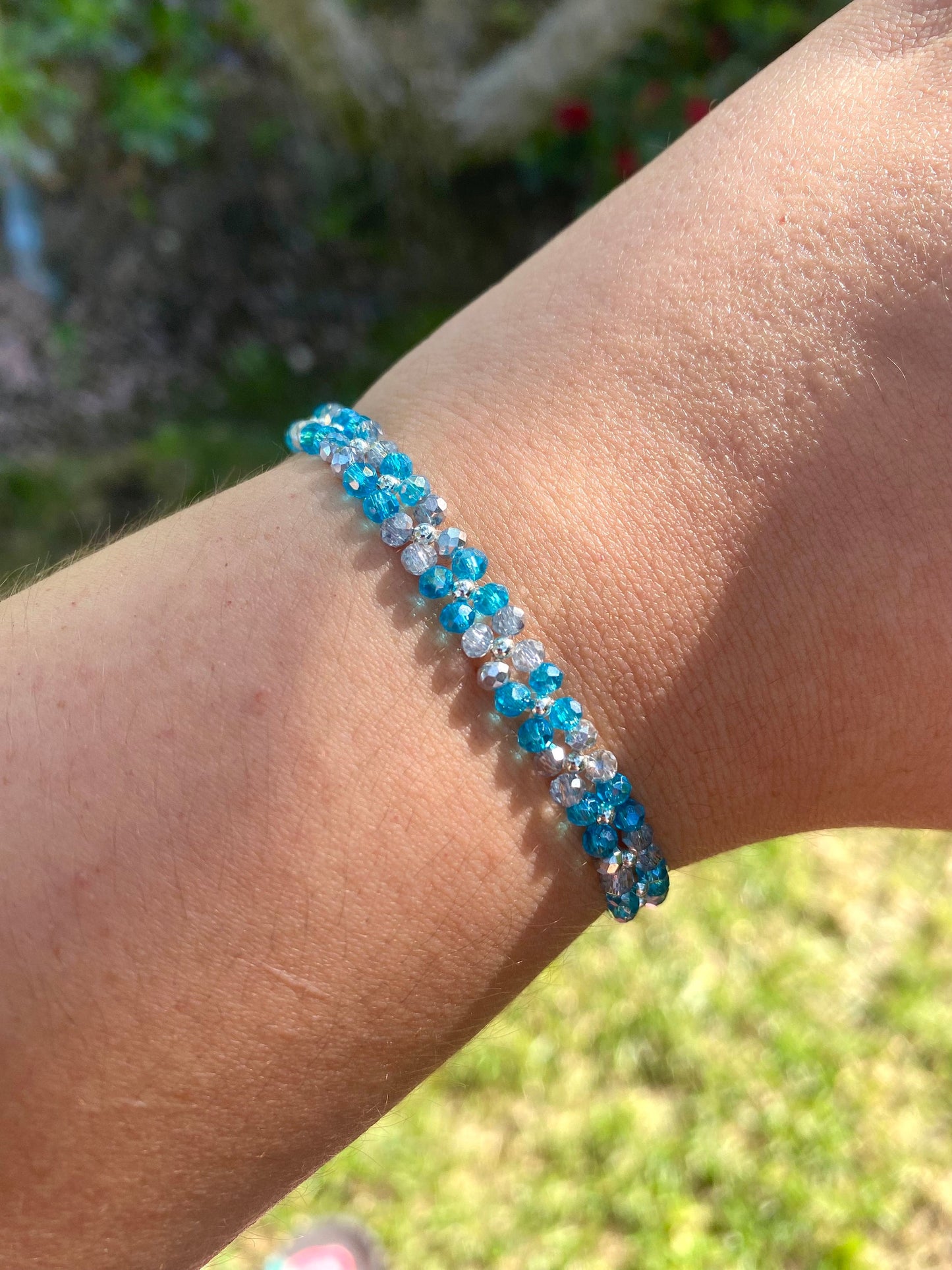 Dainty Tiny Blue and Silver Beaded Bracelet | Cute Bracelet | Mothers Day Gift | Birthday Gift | Bridesmaid Gift | Jewelry