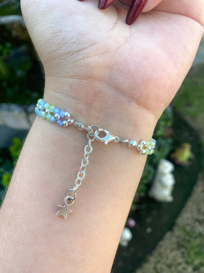 Dainty Tiny Pastel Blue and Green Beaded Bracelet | Cute Bracelet | Mothers Day Gift | Birthday Gift | Bridesmaid Gift | Jewelry