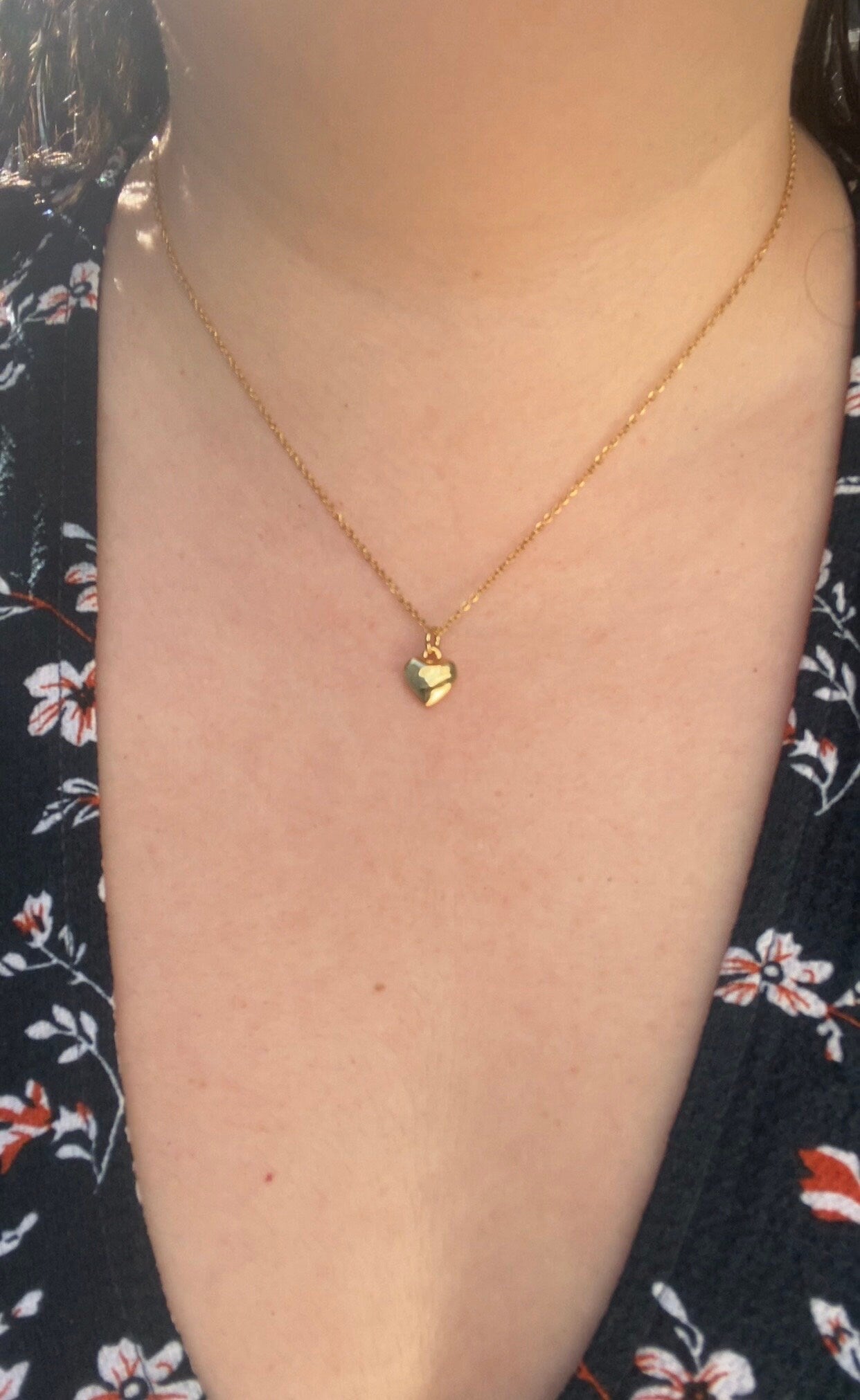 18k gold plated valentine love heart necklace with a stainless steel chain perfect gift for valentines day, date night, birthday, mothers day, or christmas. Handmade jewelry made to order.