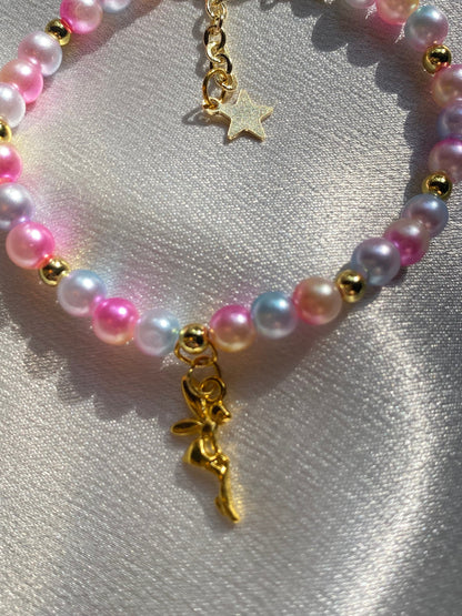 Cute Faerie Charm Bracelet with Colorful Faux Pearls Girl Teenager Gift Birthday Fairy Acotar Jewelry Christmas Valentines For Her Handmade