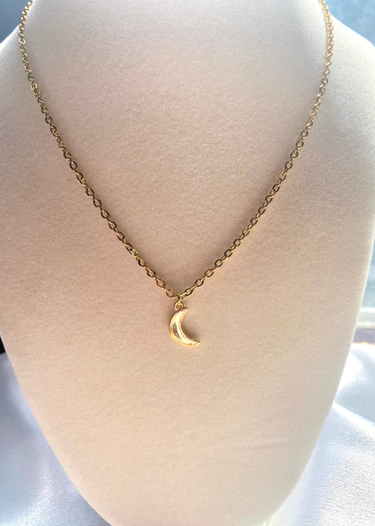 Crescent Moon Pendant 18k Gold Plated Necklace Dainty Mothers Day Birthday Bridesmaid Wedding Gift For her Date Night Witchy Celestial