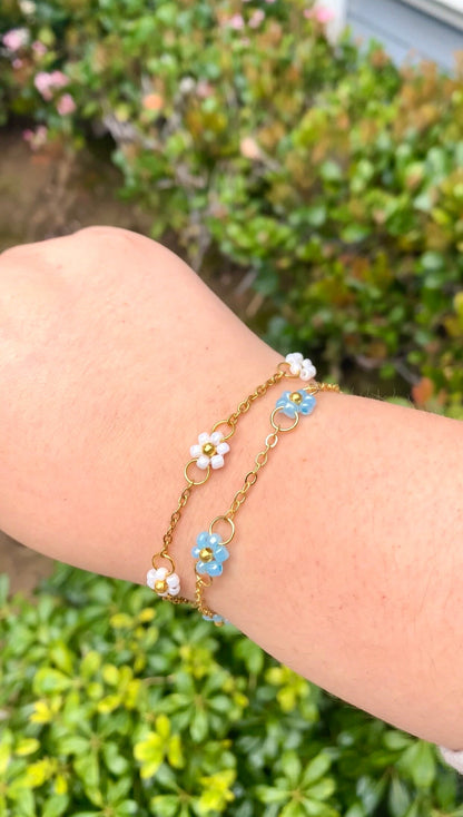 Cute Dainty Daisy Flower 18k Gold plated Bracelet Wire Mothers Day Birthday Christmas Valentines For Her Handmade Floral Jewelry Girl gift