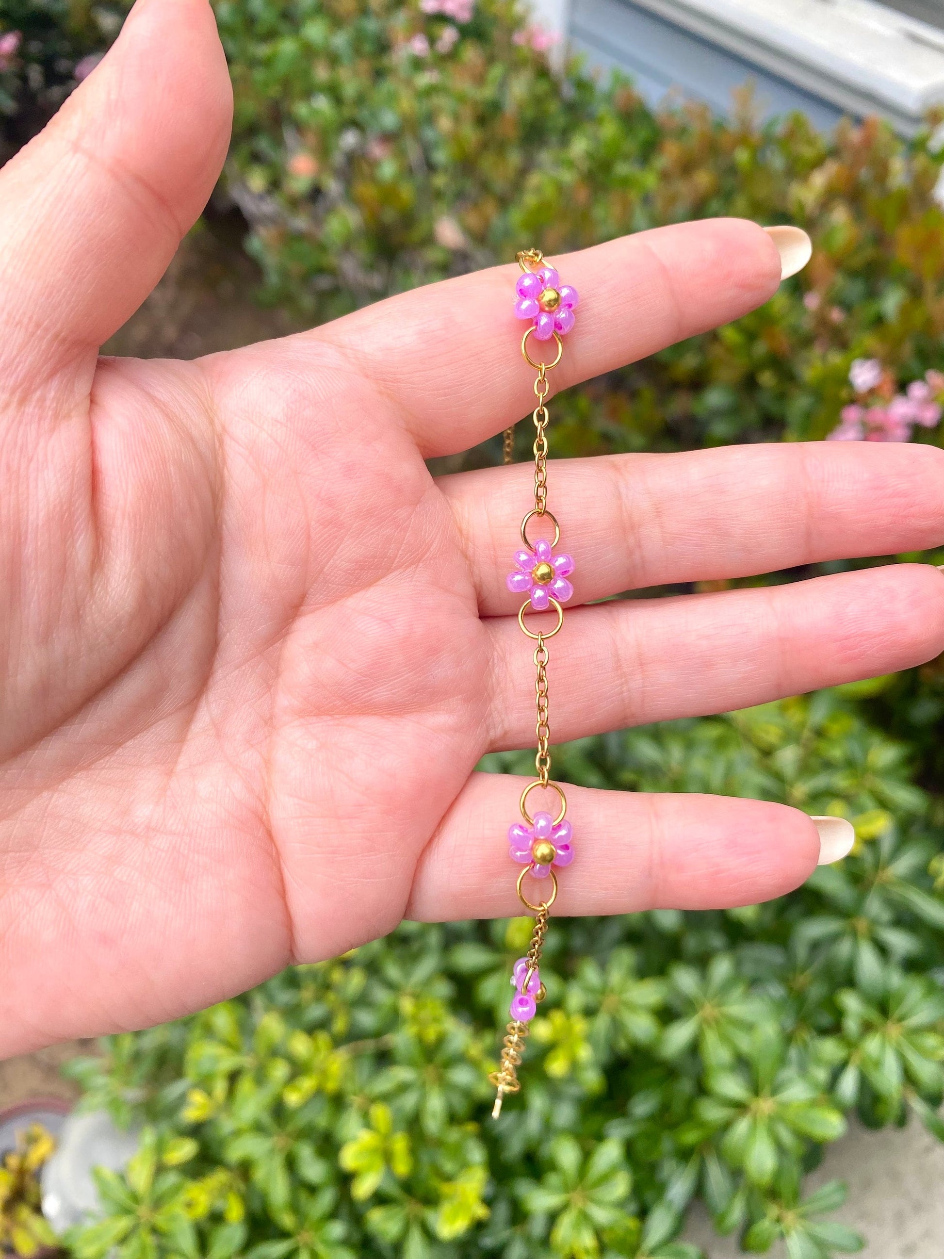 Cute Dainty Daisy Flower 18k Gold plated Bracelet Wire Mothers Day Birthday Christmas Valentines For Her Handmade Floral Jewelry Girl gift