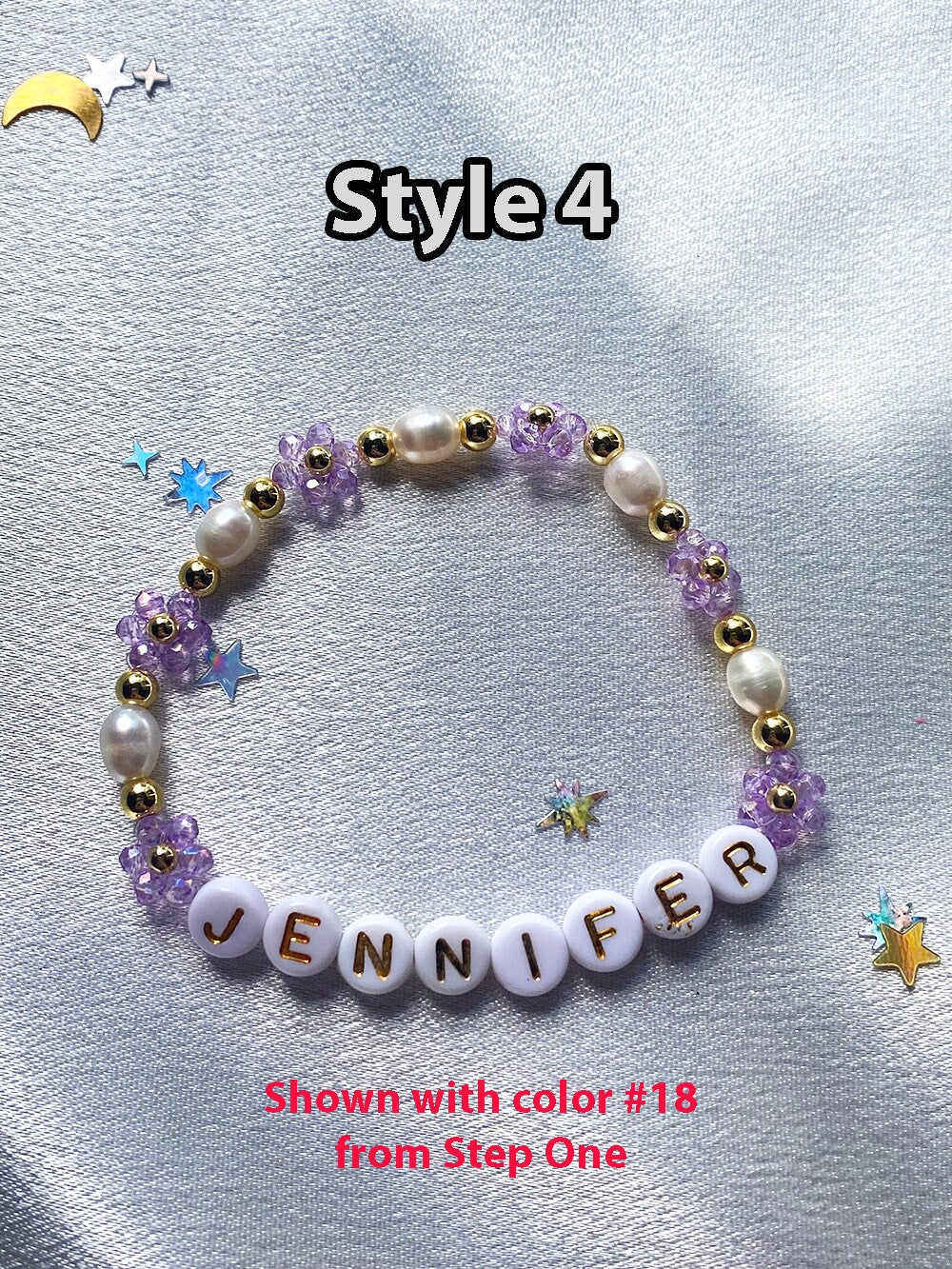 Custom Personalized Flower Friendship Beaded Bracelet in 4 different styles and lots of colors perfect cute gift for birthdays, christmas, any occasion!