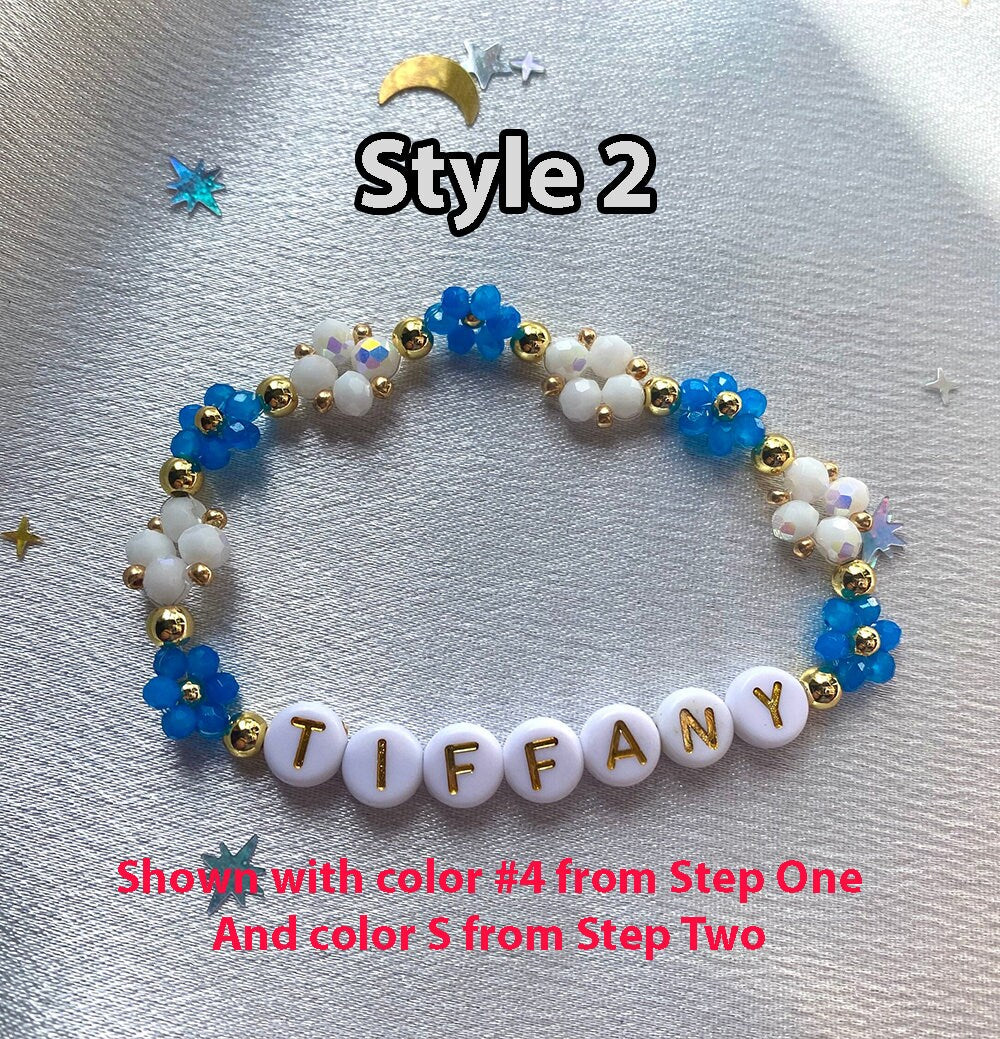 Custom Personalized Flower Friendship Beaded Bracelet in 4 different styles and lots of colors perfect cute gift for birthdays, christmas, any occasion!