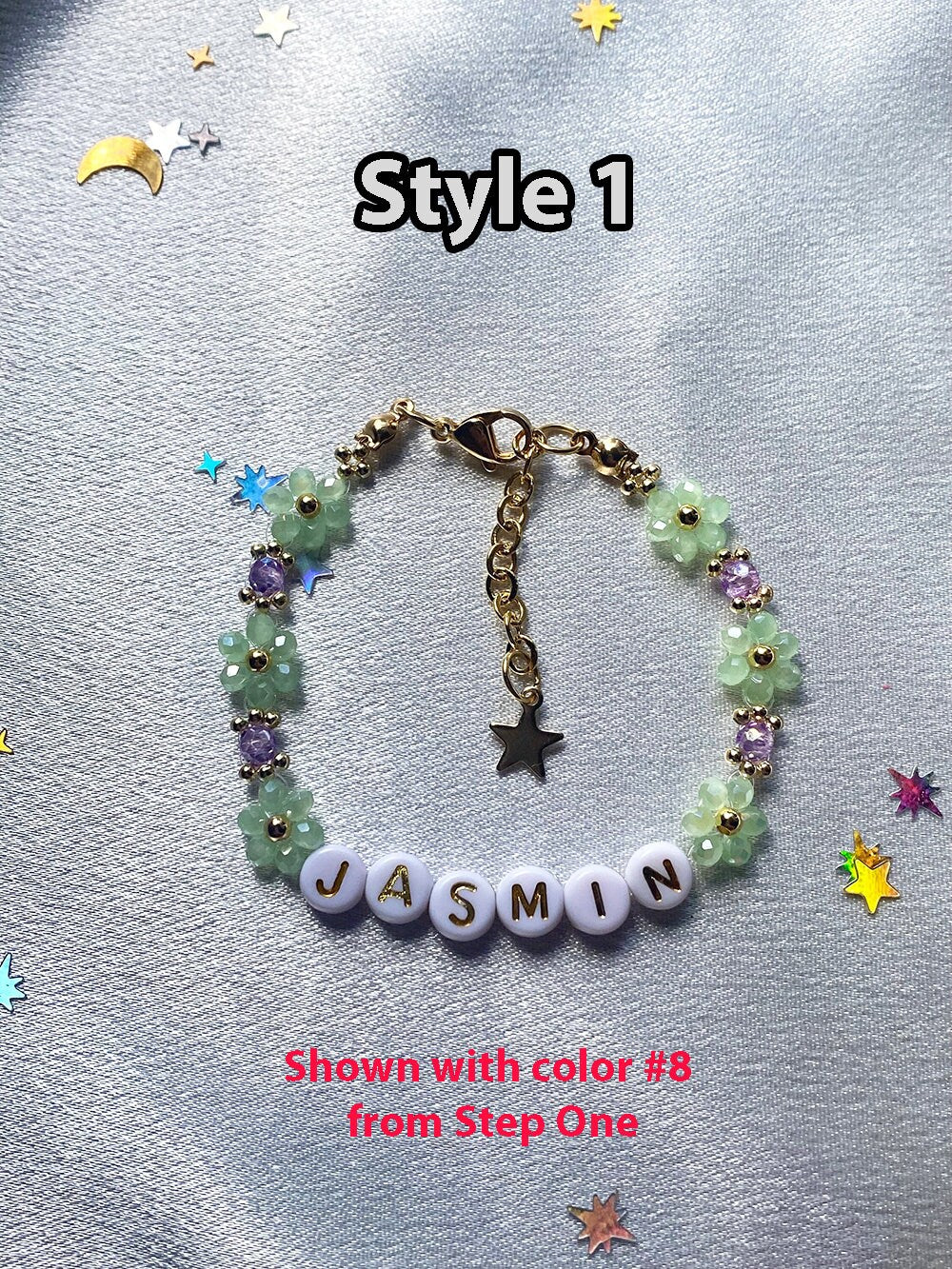 Custom Personalized Flower Friendship Beaded Bracelet in 4 different styles and lots of colors perfect cute gift for birthdays, christmas, any occasion!