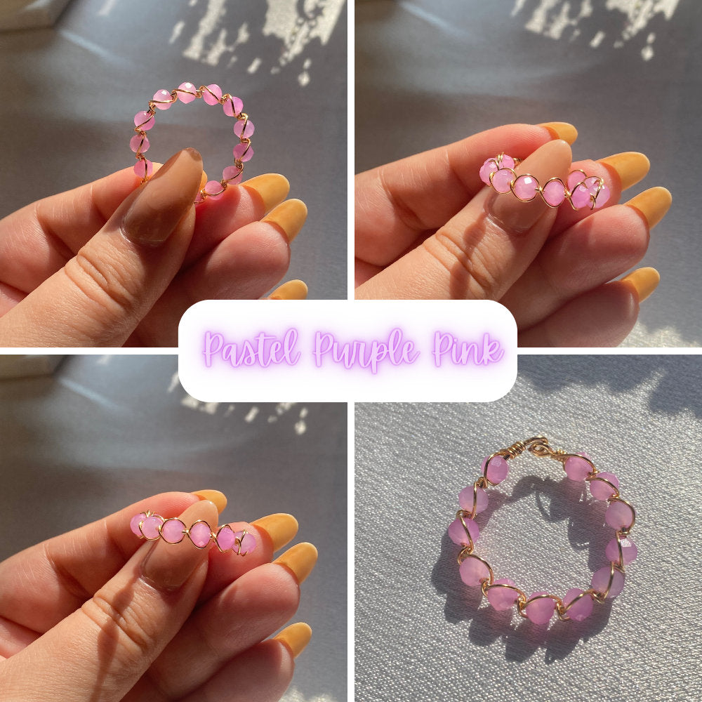 Dainty Springtime Rings in pastel colors bright pink, pastel purple pink, pastel blue, pastel green, and pastel purple cute perfect gift for all occasion